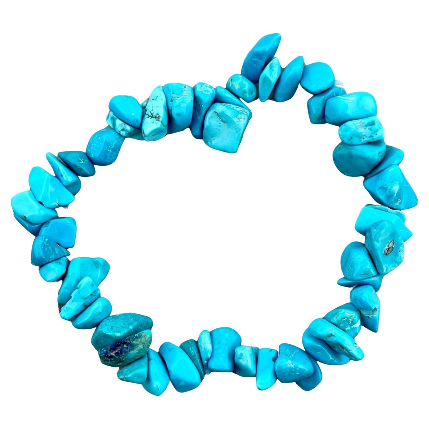 Handmade Blue Turquoise Beaded Free Size Bracelet from Arizona