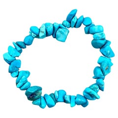 Bracciale di perline in turchese blu fatto a mano a misura libera dall'Arizona