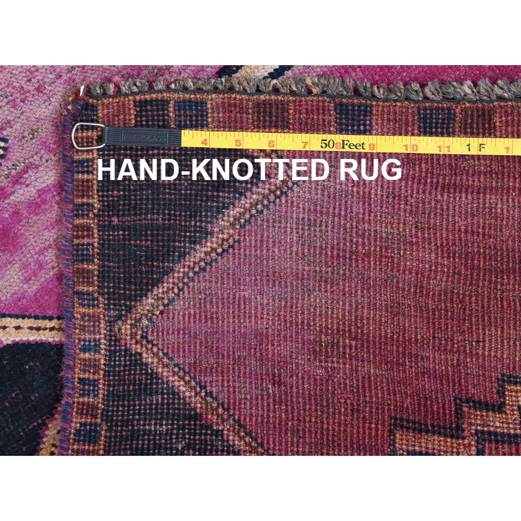 Mid-20th Century Handmade Bohemian Pink Persian Shiraz Wool Cropped Thin Vintage Runner Rug