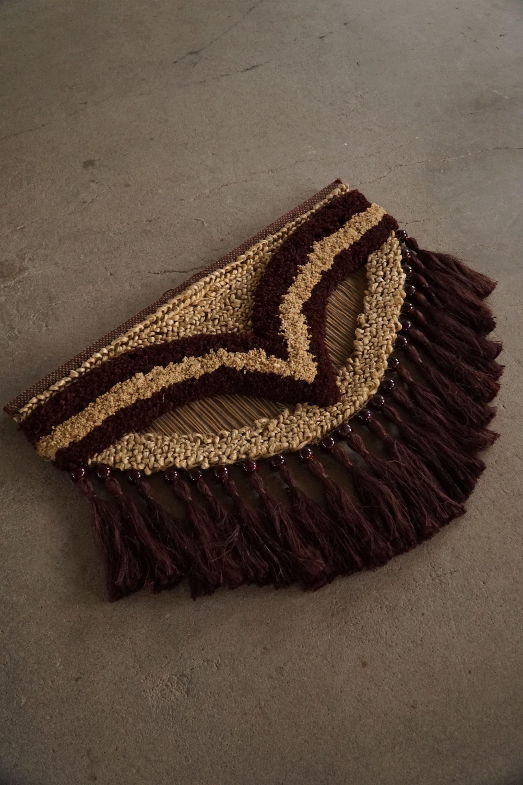 Handgefertigter böhmischer Vintage-Teppich aus Jute, hergestellt in Indien, Ende des 20. Jahrhunderts (Art nouveau) im Angebot
