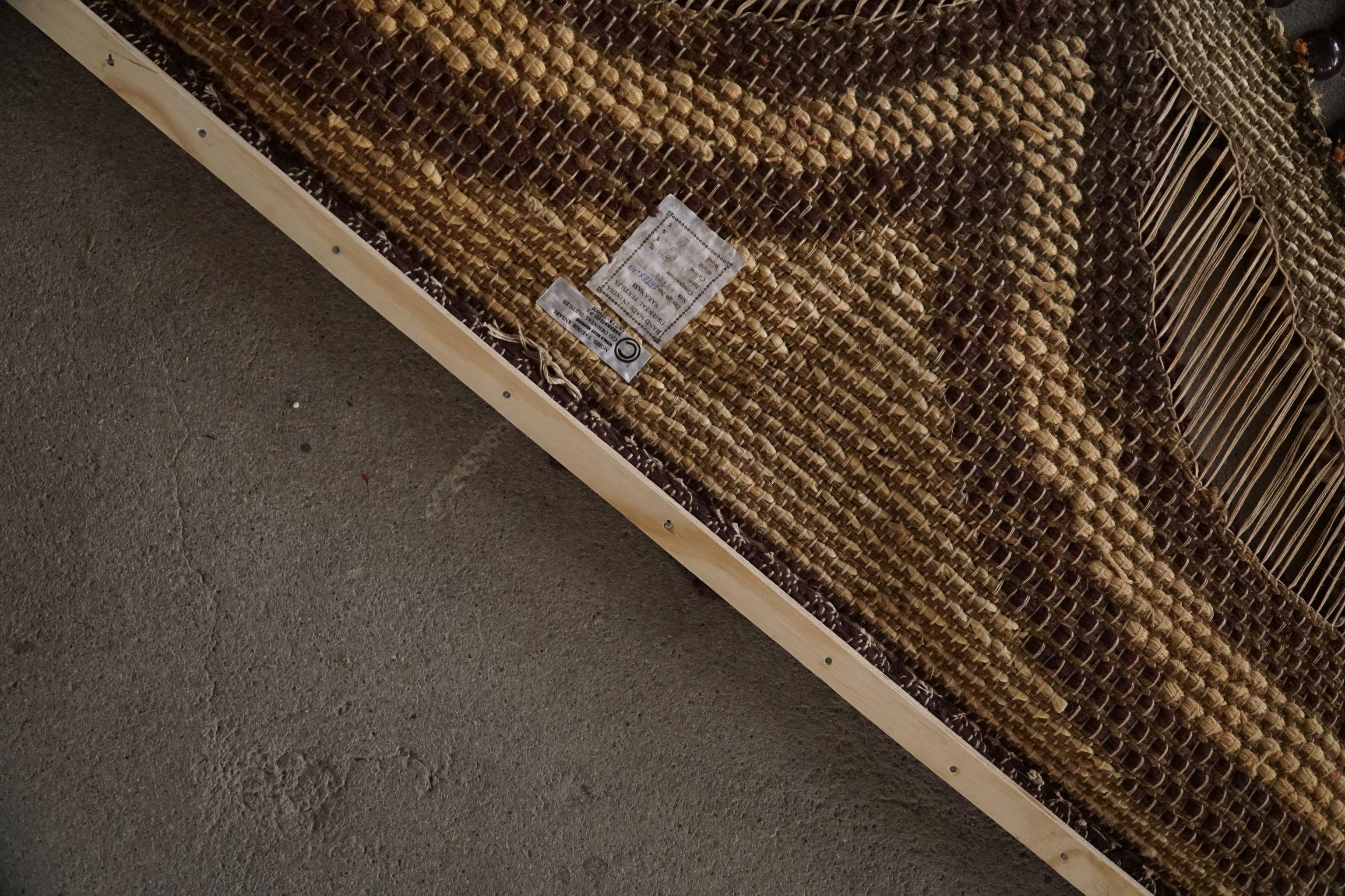 Handgefertigter böhmischer Vintage-Teppich aus Jute, hergestellt in Indien, Ende des 20. Jahrhunderts im Angebot 2