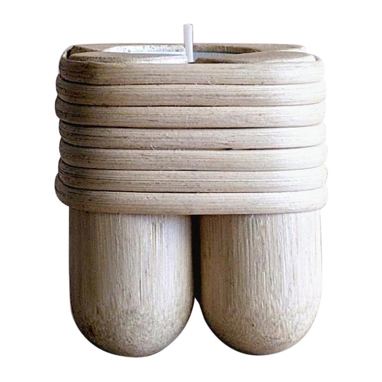 Handmade Boho Rattan Candleholder in Natural For Sale