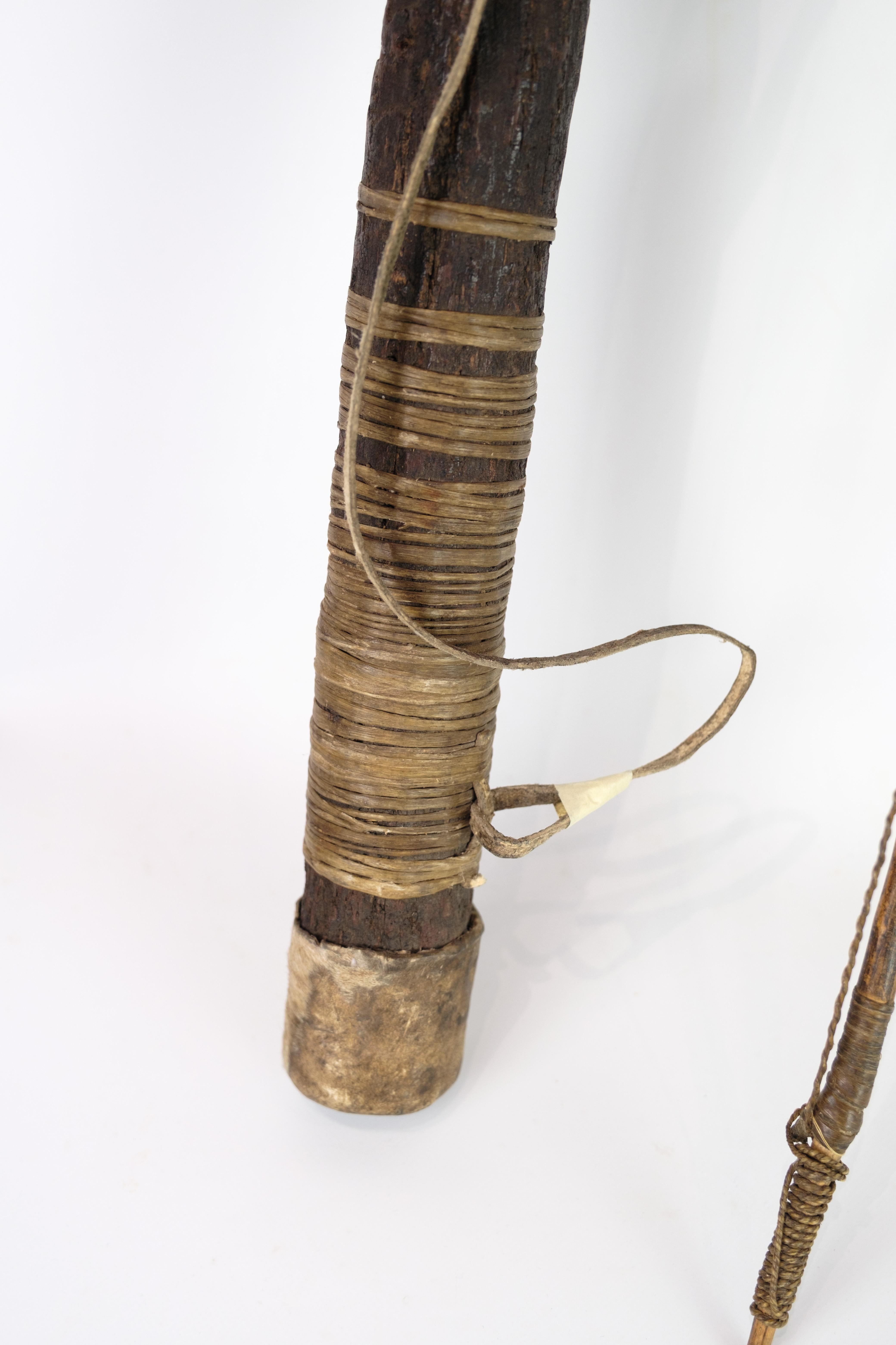 Central African Handmade Bow & Arrow Sheath Made In Natural Materials & Wood From Africa For Sale