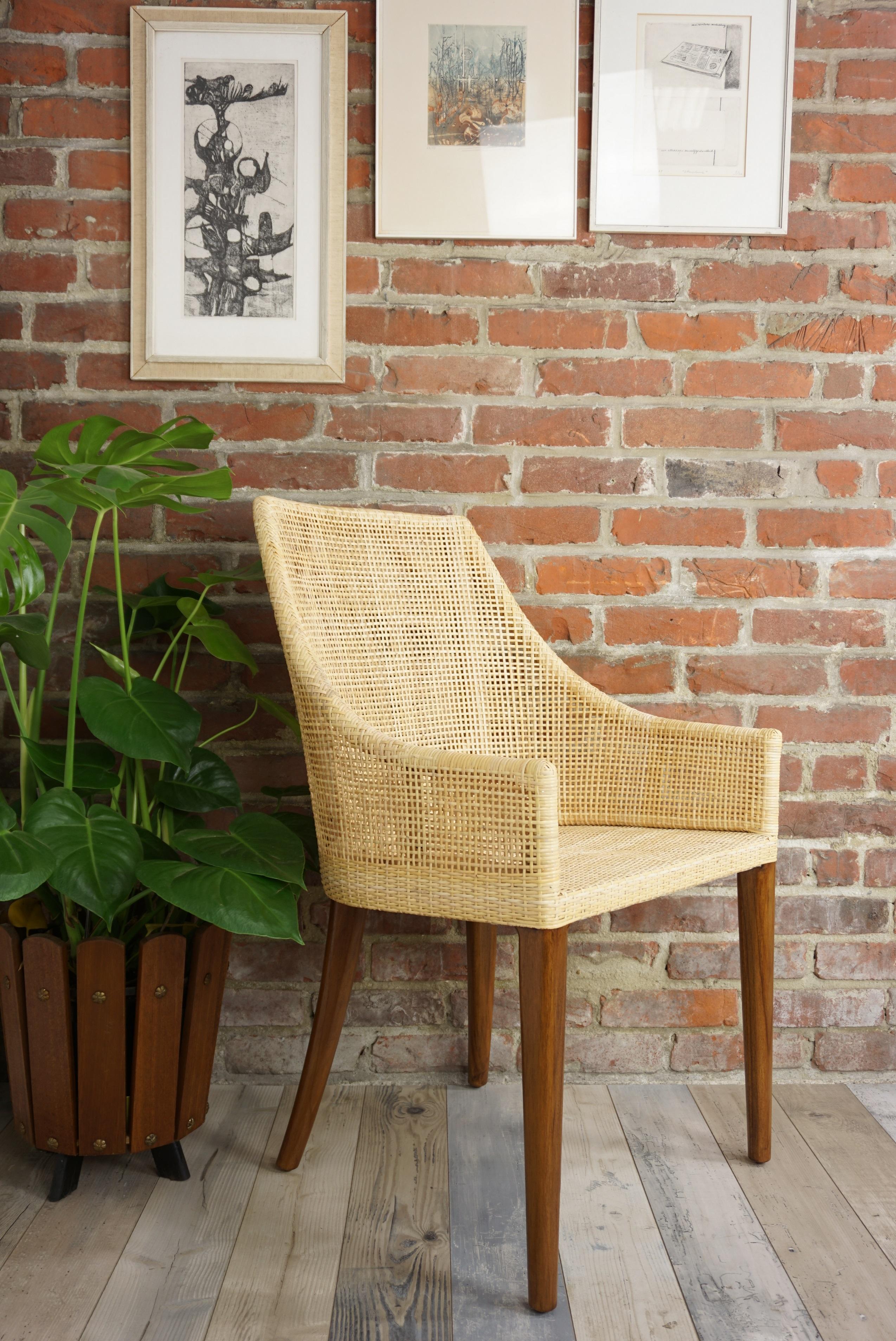 Handmade Braided Cane Rattan and Solid Wood Chair For Sale 10