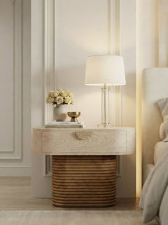 Handmade Bram Nightstand with Ribbed Oak by Nolita Harbour