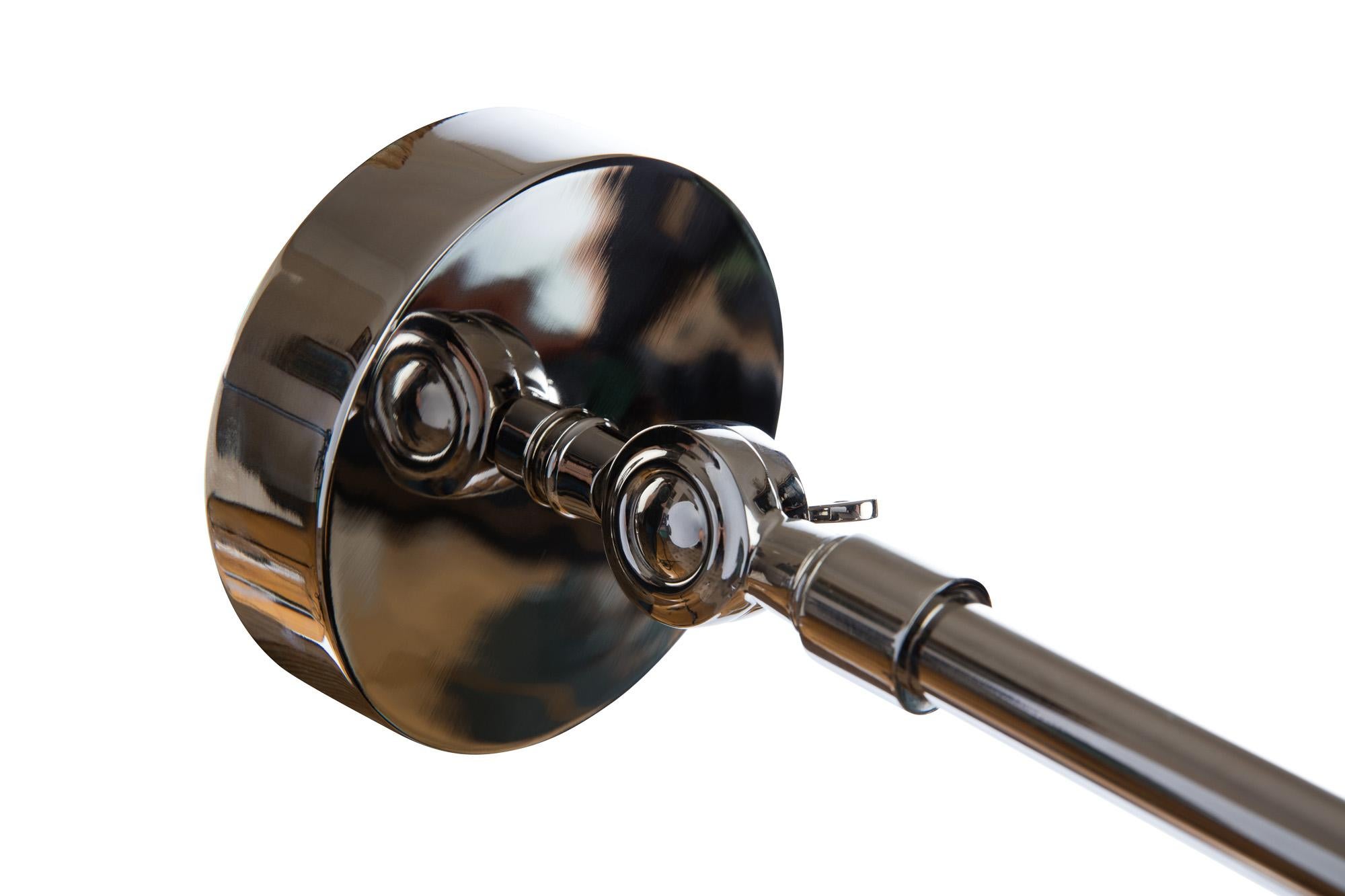 Industrial Handmade Brass adjustable wall sconce with brass cone shade in Polished Nickel