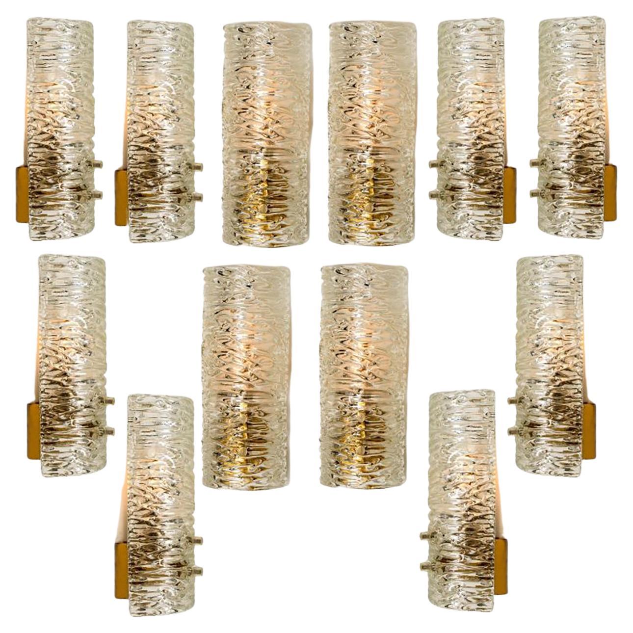 Brass and Bras Handblown Murano Glass Wall Lights by J.T. Kalmar, 1960s