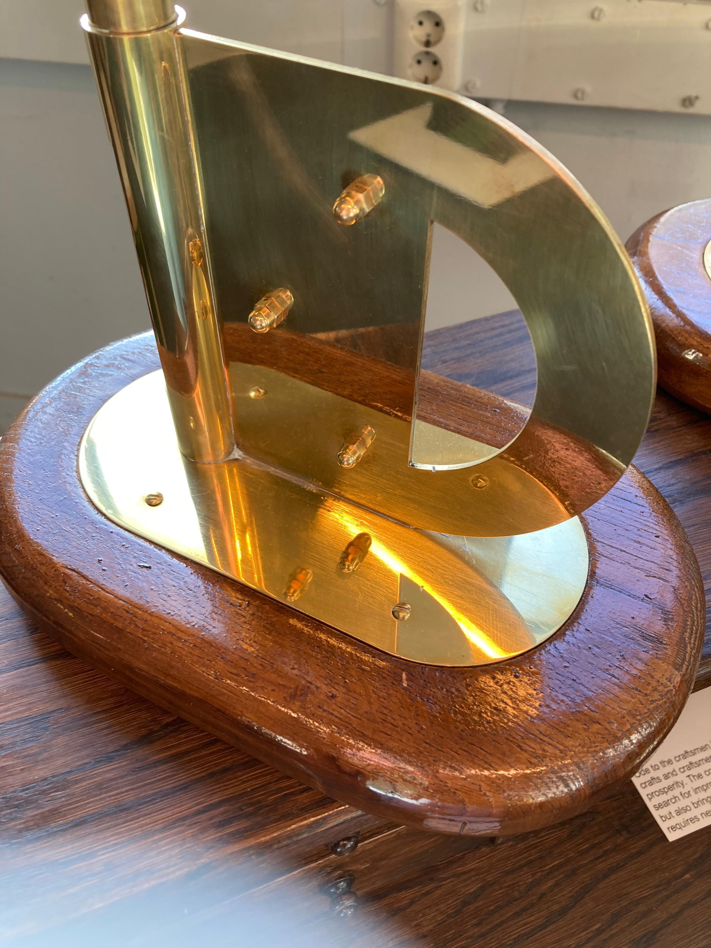 Contemporary Dutch Design Harm De Veer Candleholder brass wood oak handmade For Sale 6