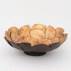 Handmade Brass Cast Leaf Decorative Bowl, Large
