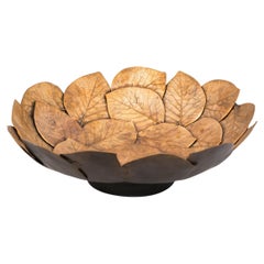 Handmade Brass Cast Leaf Decorative Bowl, Large