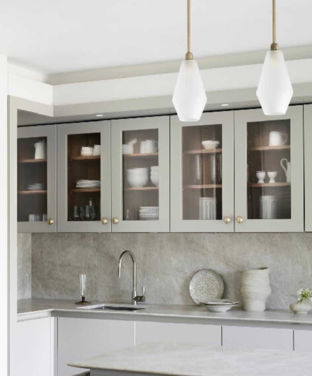 Handmade Brass pendant lights with Frosted Glass or Unglazed Porcelain shades For Sale 4