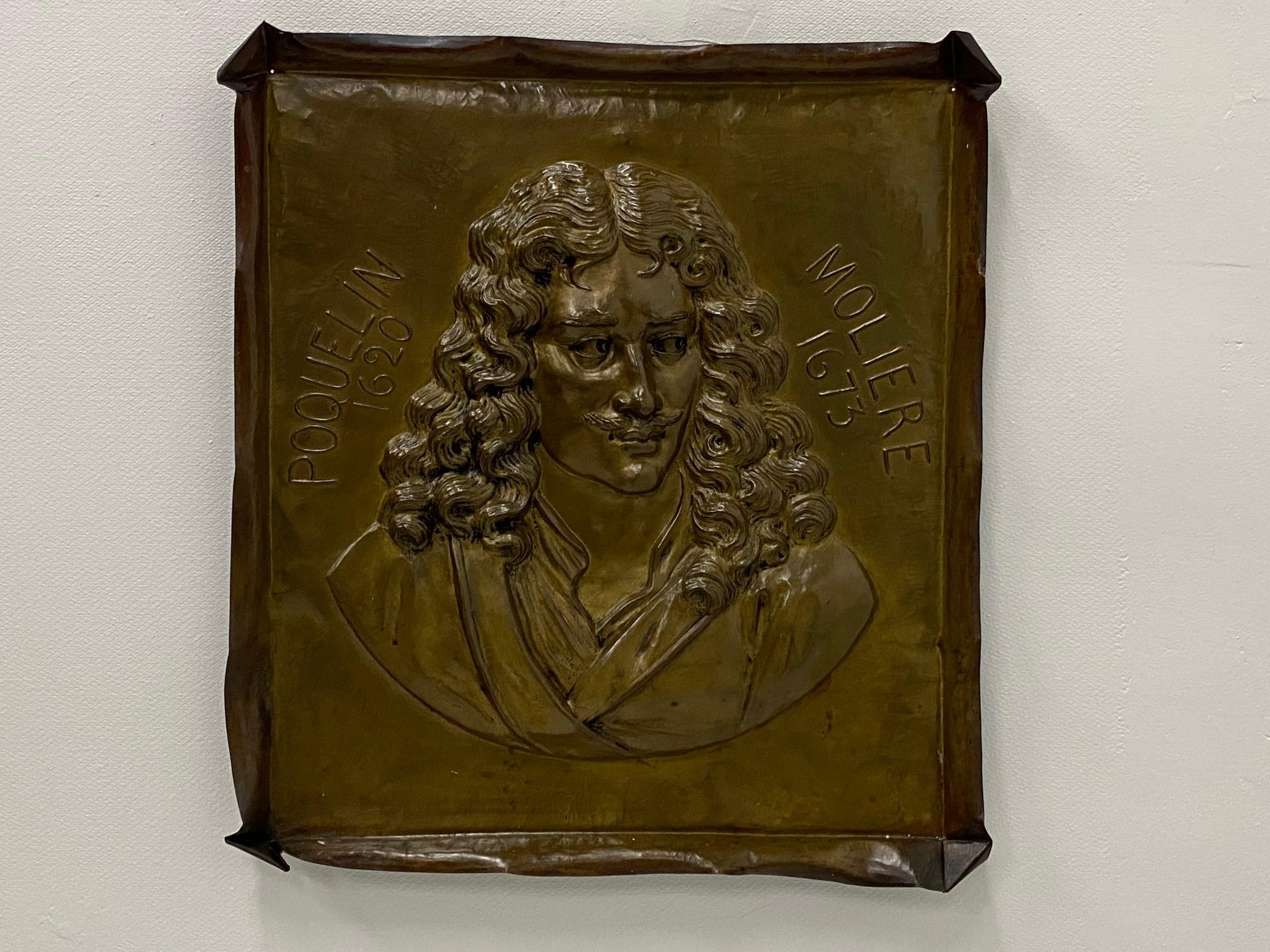 Placa de latón hecha a mano del poeta Moliere en venta 1