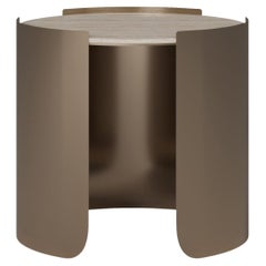 Handmade Bria Side Table in Sculpted Brass with Travertine Top by Nolita Harbour