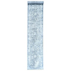 Handmade Broken Persian Design Wool and Silk Extra Large Runner Rug