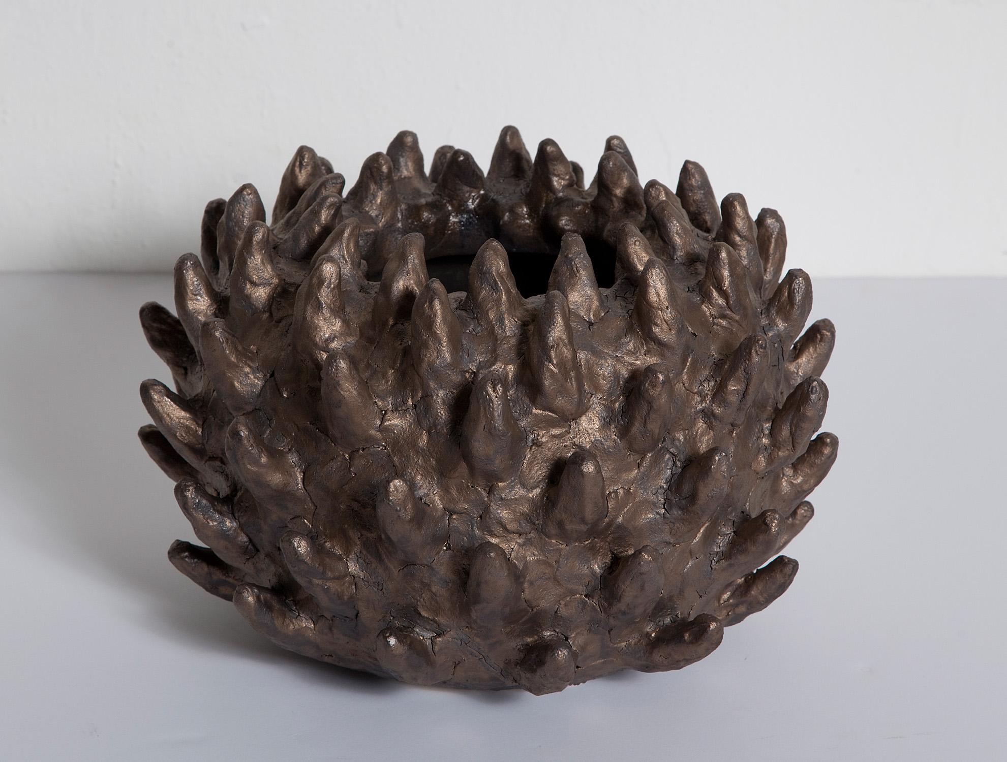 Organic Modern Handmade Bronze Ceramic Bowl by Priscilla Hollingsworth, Exclusively for Stripe