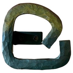 Handmade Bronze Door Handle with Hammered Finish, Germany