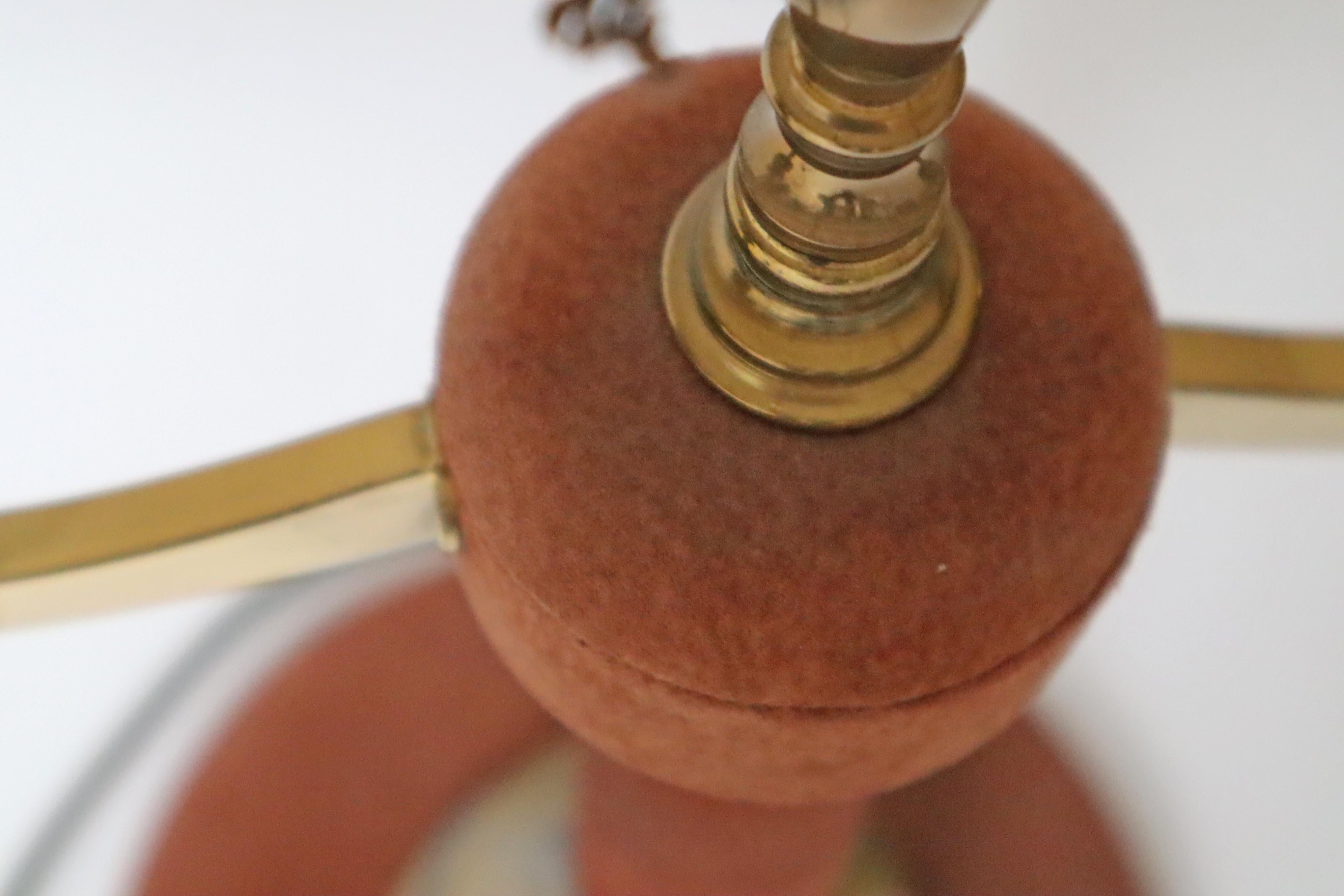 Handmade brown Bouillotte Suede Table Lamp by Lederlux For Sale 6