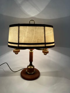 Handmade brown Bouillotte Suede Table Lamp by Lederlux