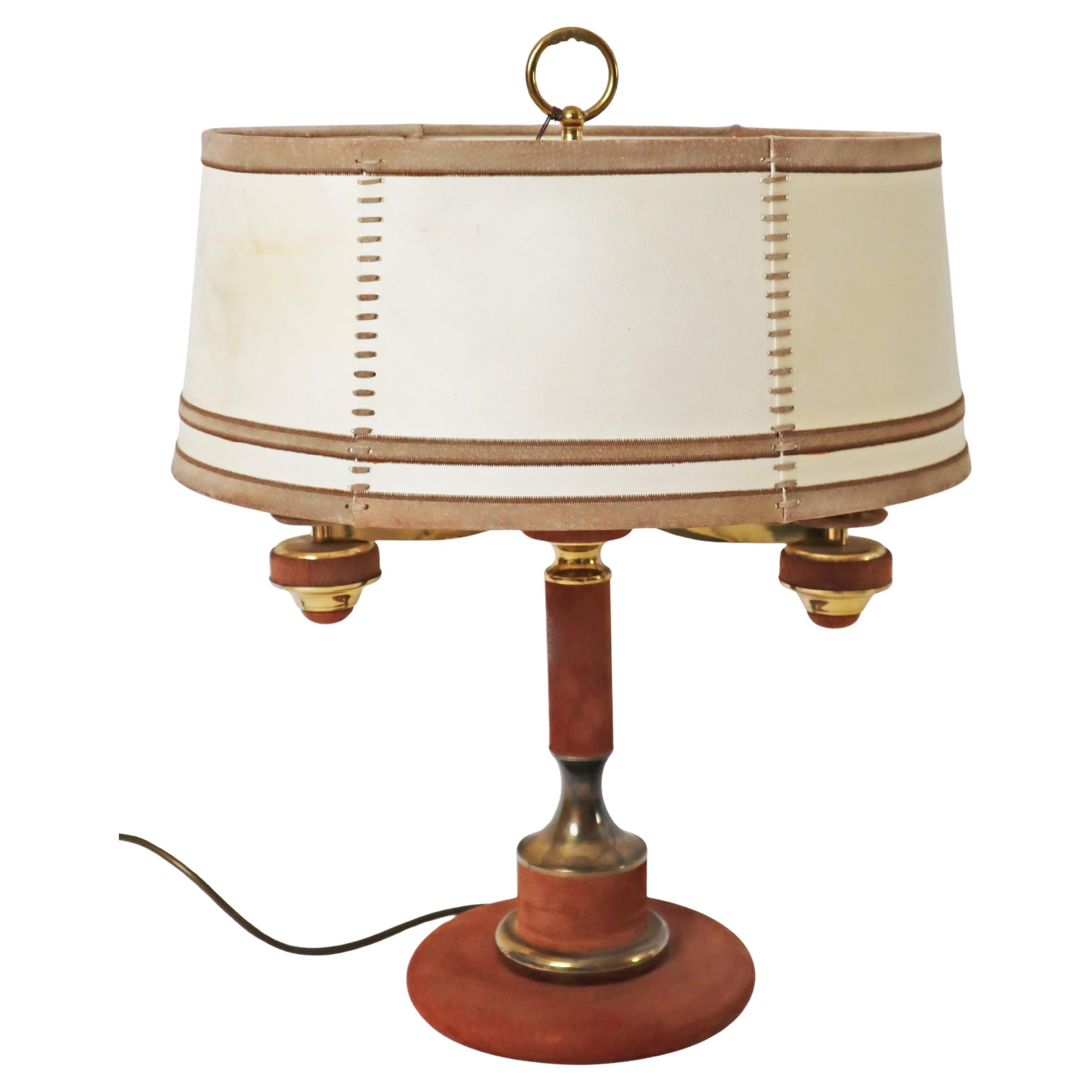 Handmade brown Bouillotte Suede Table Lamp by Lederlux