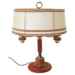 Lampe de table en daim Bouillotte brune fabriquée à la main par Lederlux