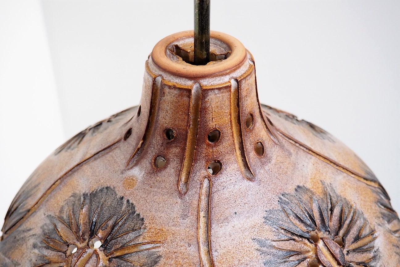 Handmade Brown Glazed Ceramic Pendant  from Danish Hamalux Made in the 1970s For Sale 3