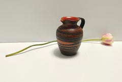Handmade Brown Lacquered Earthenware Pitcher by Aldo Londi for Bitossi, Italy