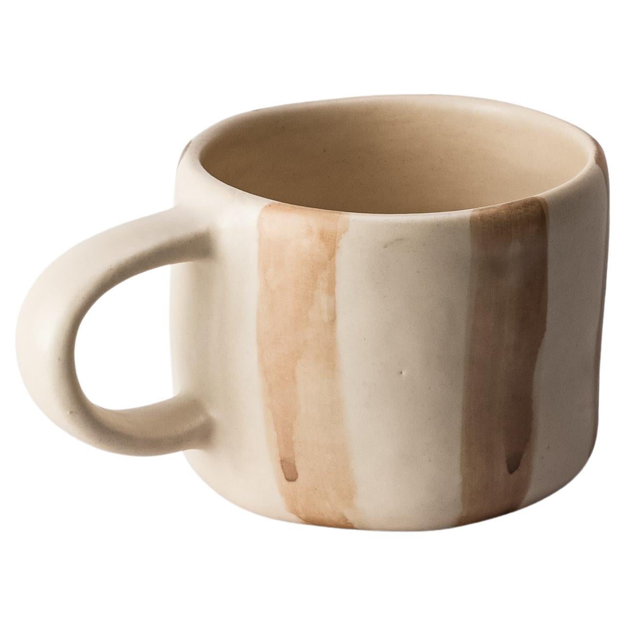 Handmade Brown Lines Organic Chunky Mug For Sale