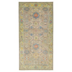 Handgefertigter Brauner Moderner Sultanabad Wollteppich mit floralem Allover-Motiv
