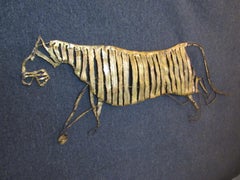 Tigre brutaliste en laiton et métal fait à la main par A. Phillips, vers 1974