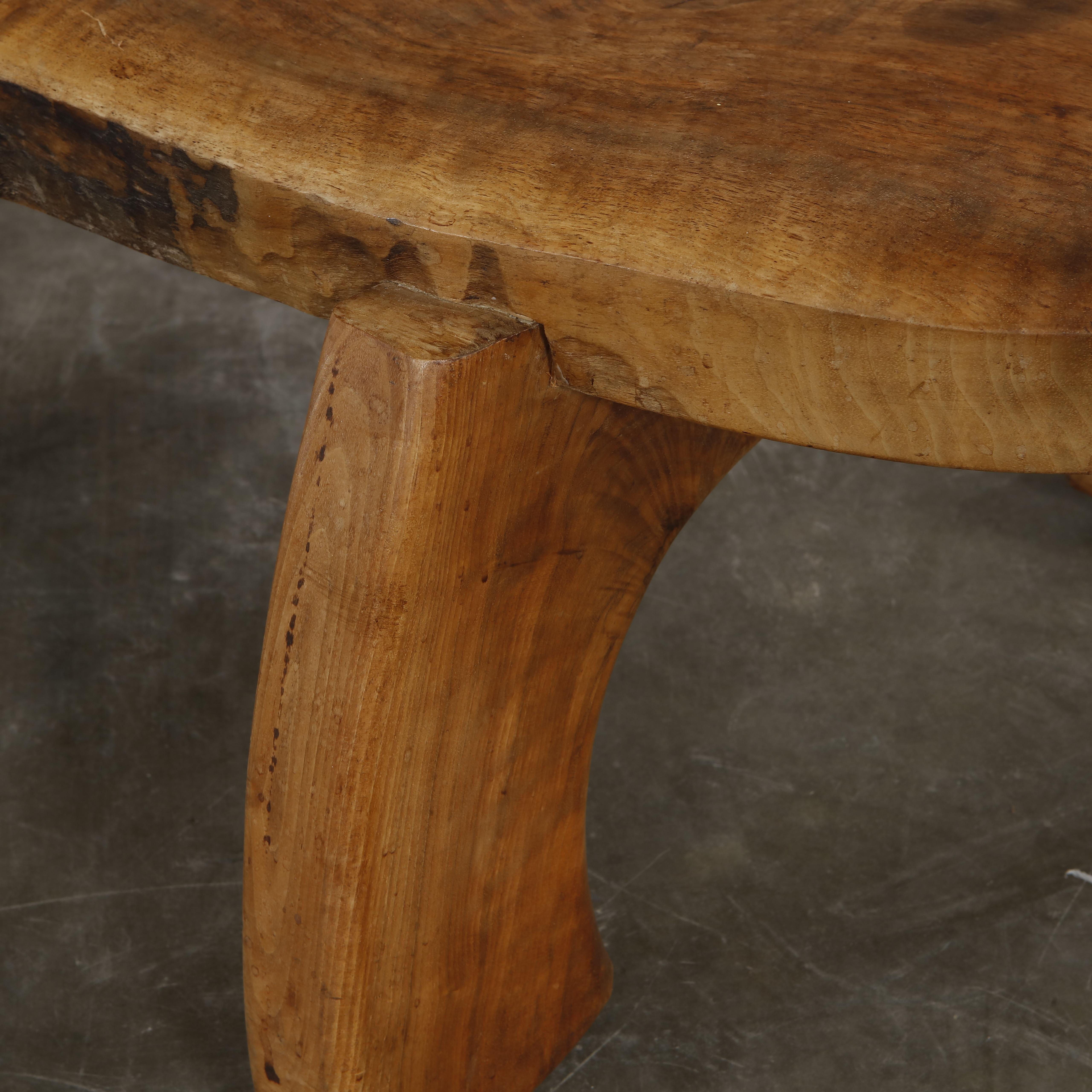 Handmade Brutalist Elm Coffee Table, 1970s For Sale 4