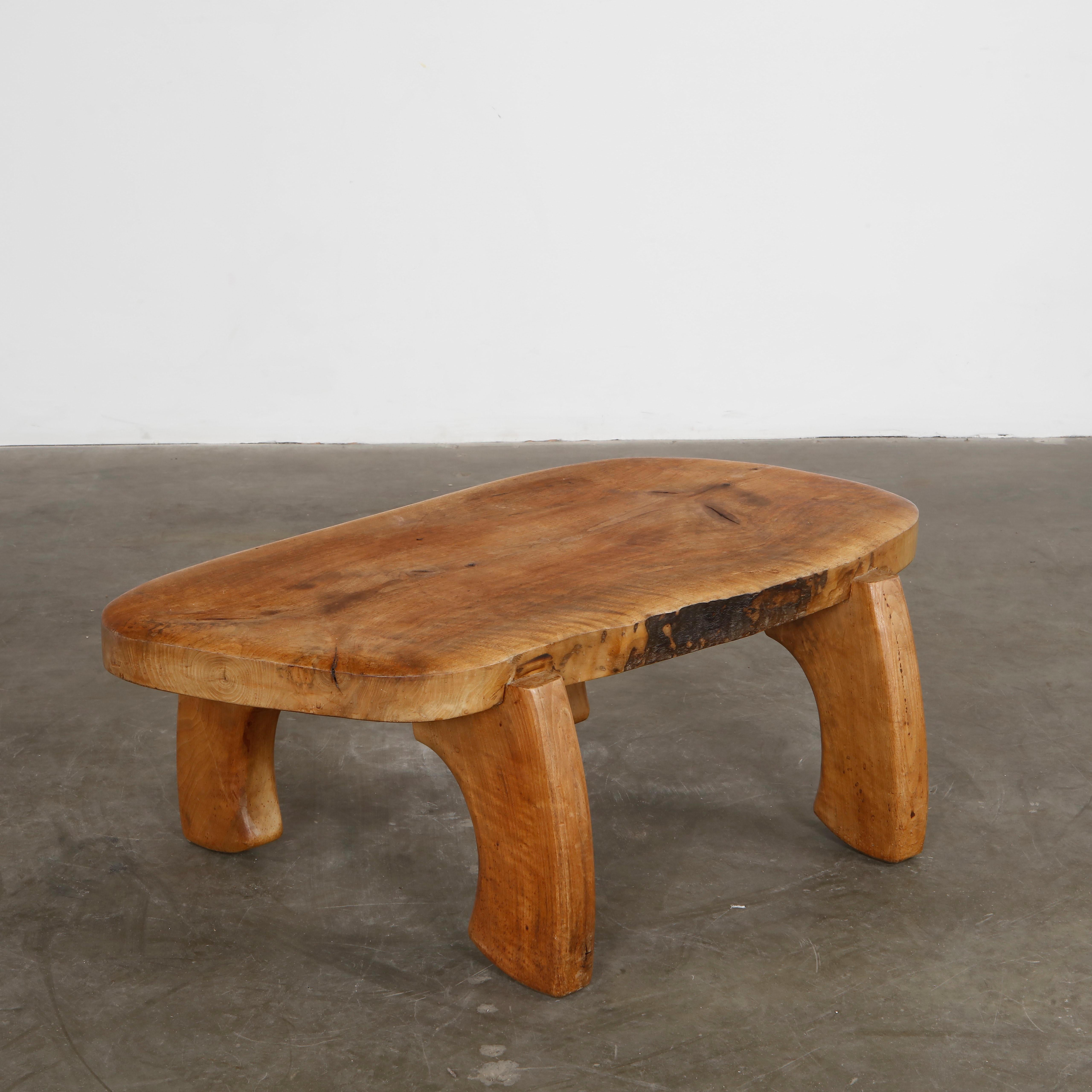 Late 20th Century Handmade Brutalist Elm Coffee Table, 1970s For Sale