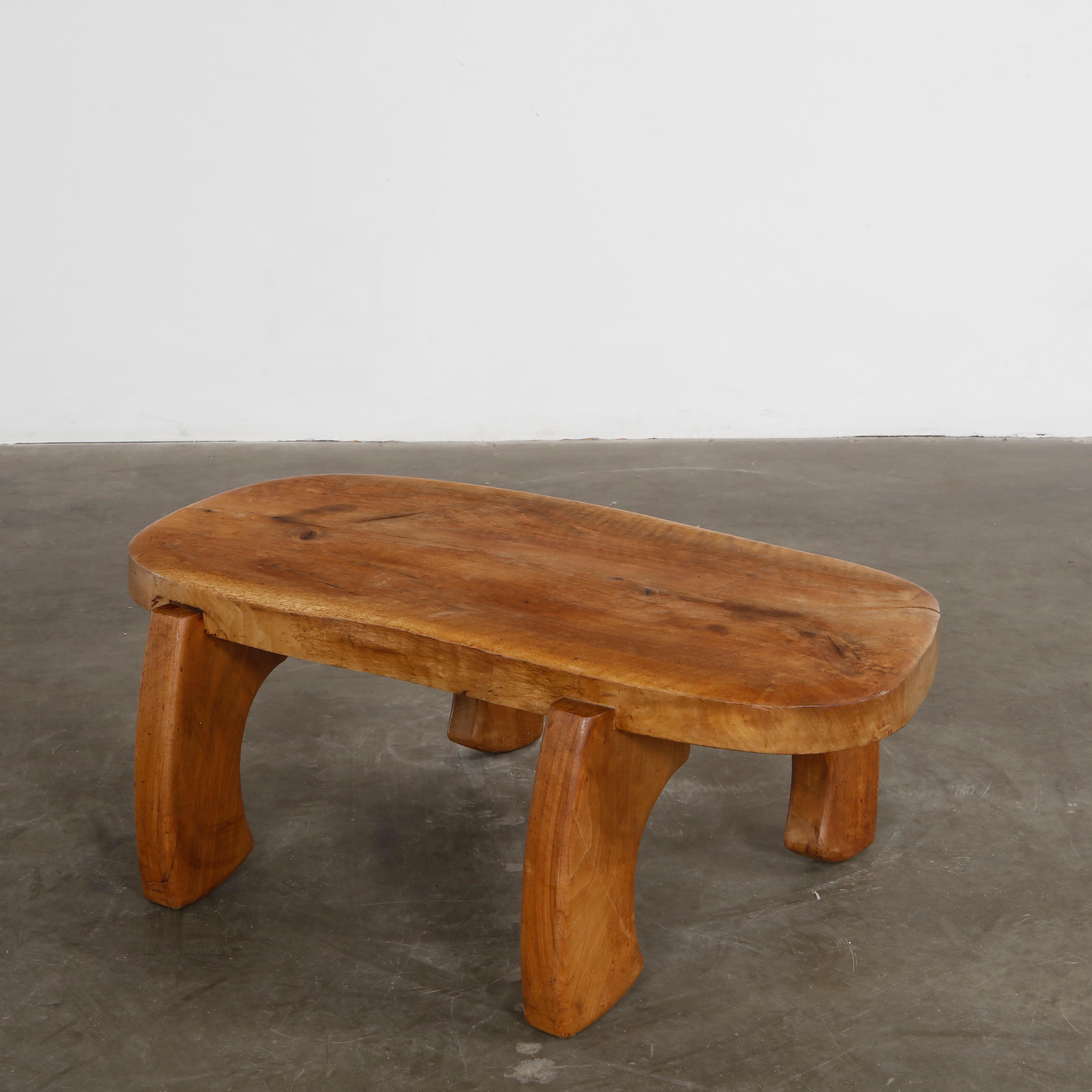 Handmade Brutalist Elm Coffee Table, 1970s For Sale 1