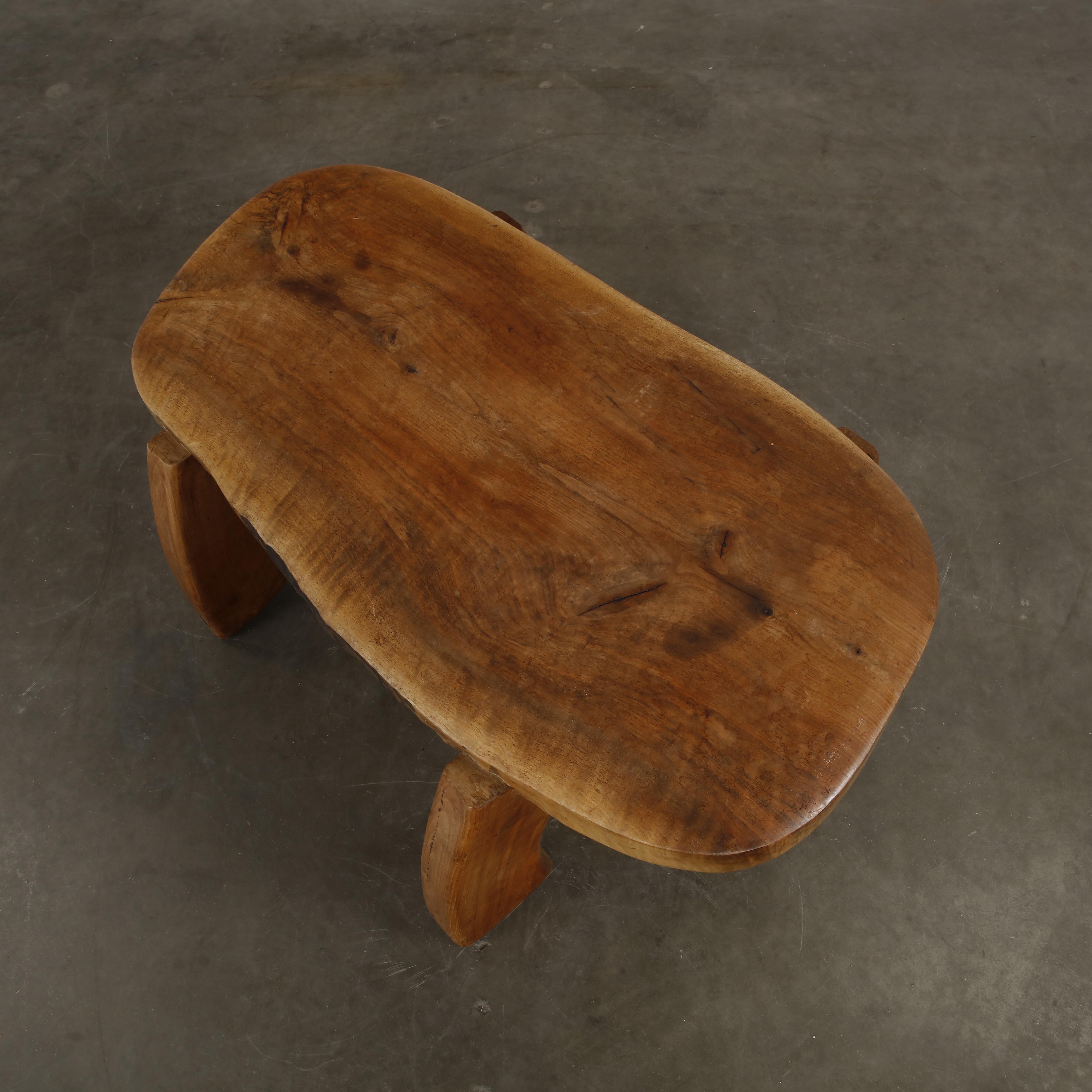 Handmade Brutalist Elm Coffee Table, 1970s For Sale 2