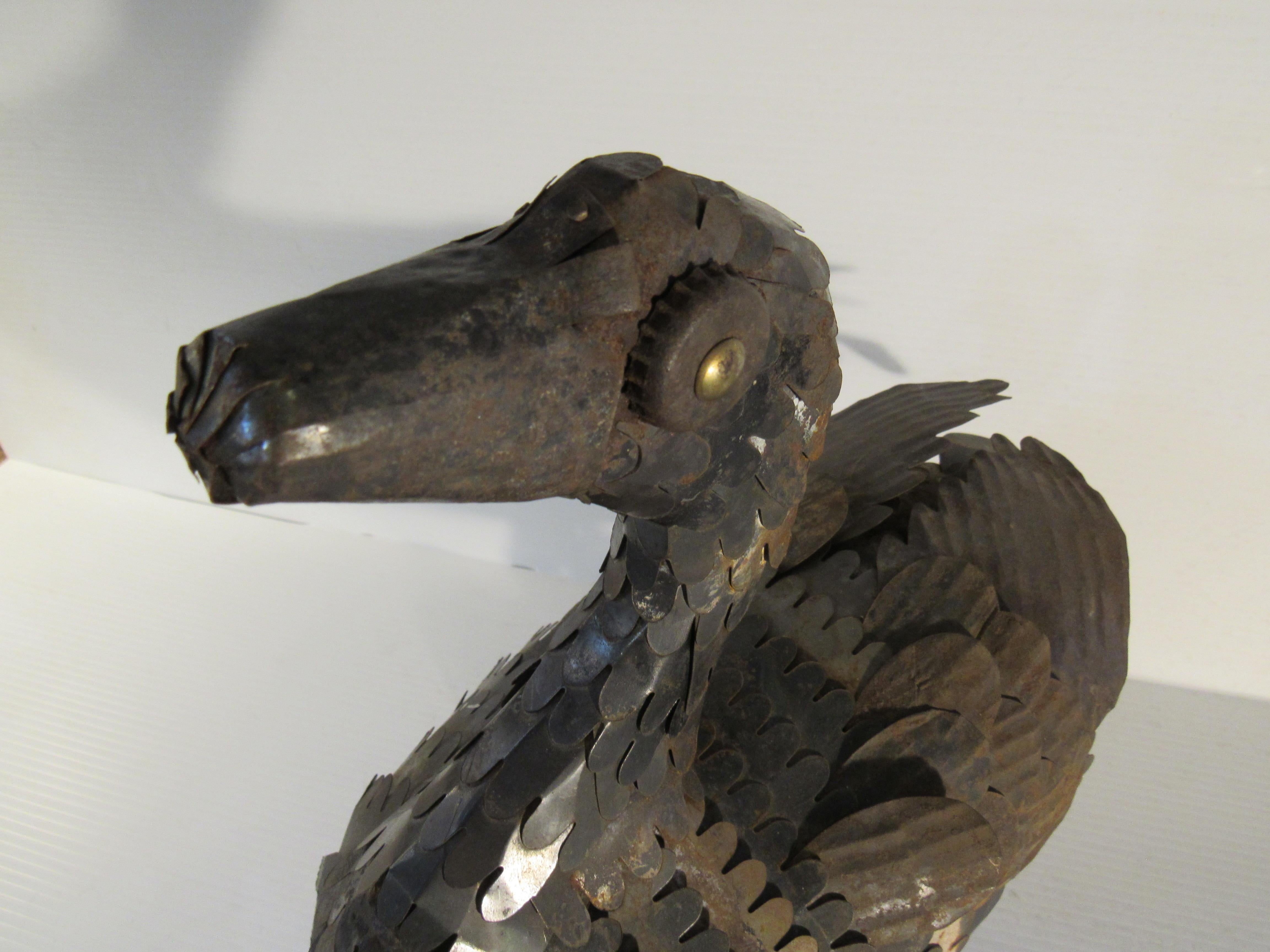 Welded Handmade Brutalist Sheet Metal Goose For Sale