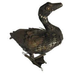 Antique Handmade Brutalist Sheet Metal Goose