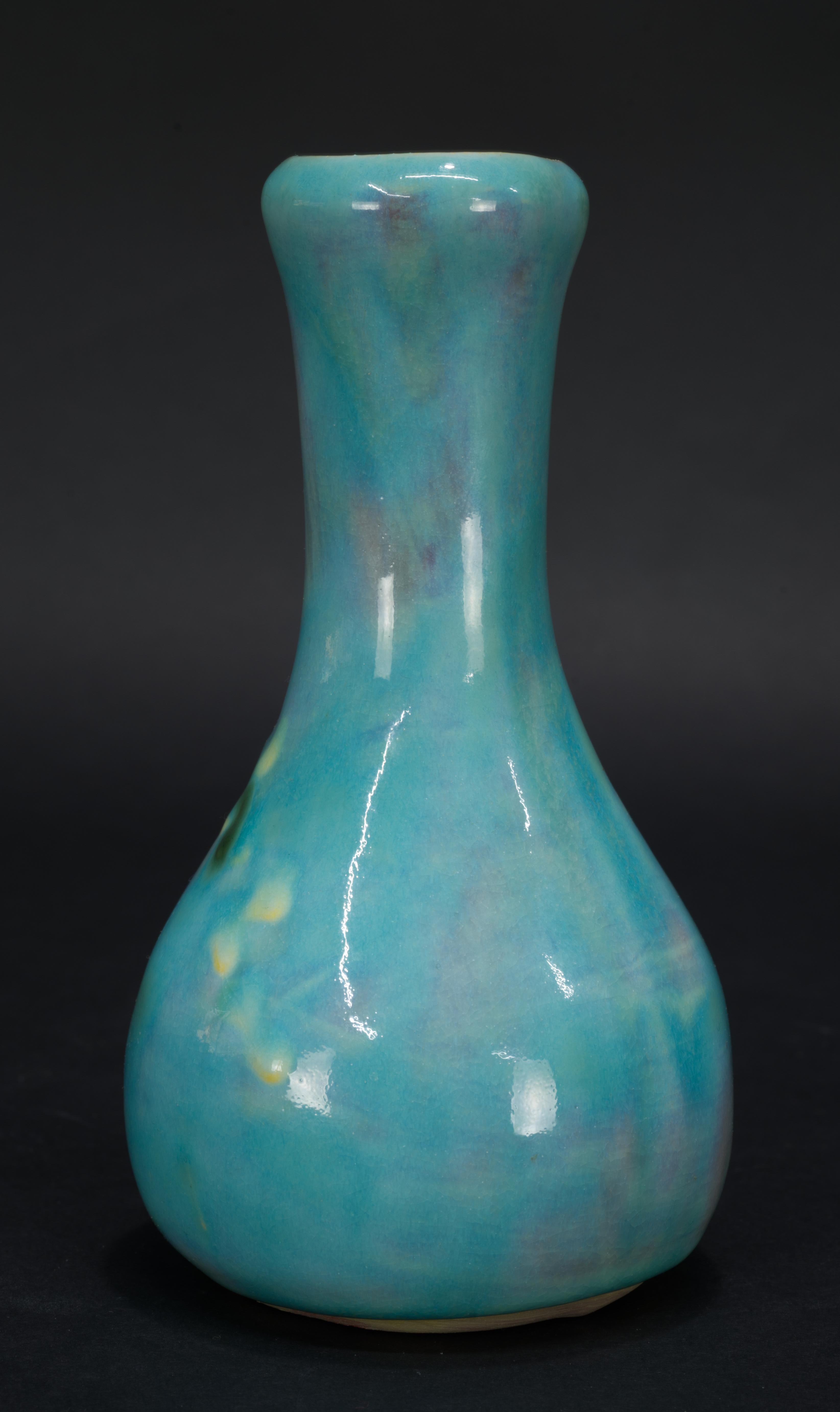 Bajan Handmade Bud Vase by Earthworks Barbados Bright Blue Glaze Art Pottery