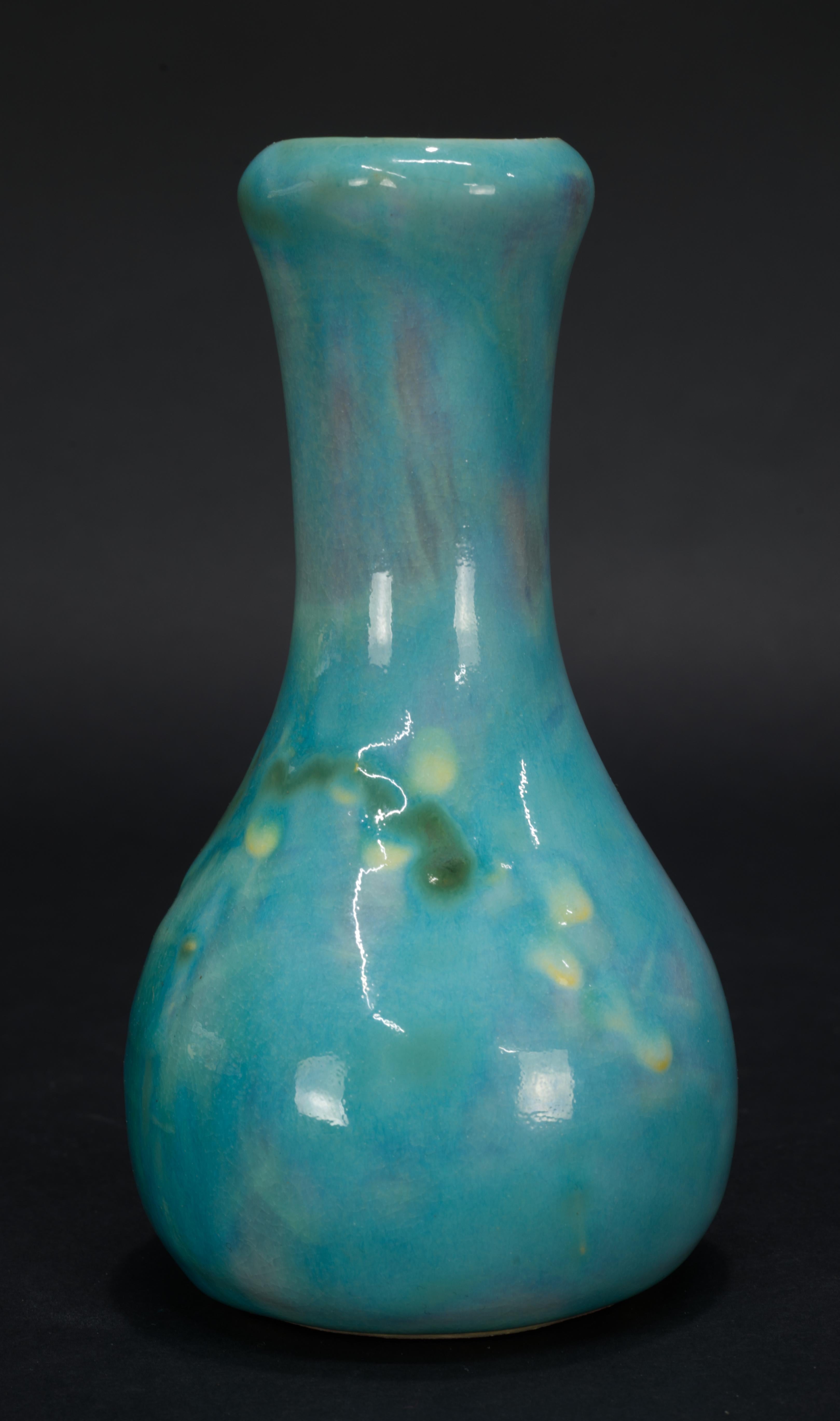 Ceramic Handmade Bud Vase by Earthworks Barbados Bright Blue Glaze Art Pottery