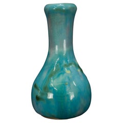 Vintage Handmade Bud Vase by Earthworks Barbados Bright Blue Glaze Art Pottery