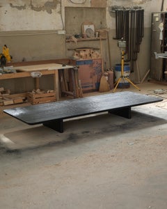 Contemporary Handmade Black Burned Oak Low Coffee Table by Dennis Kaiser