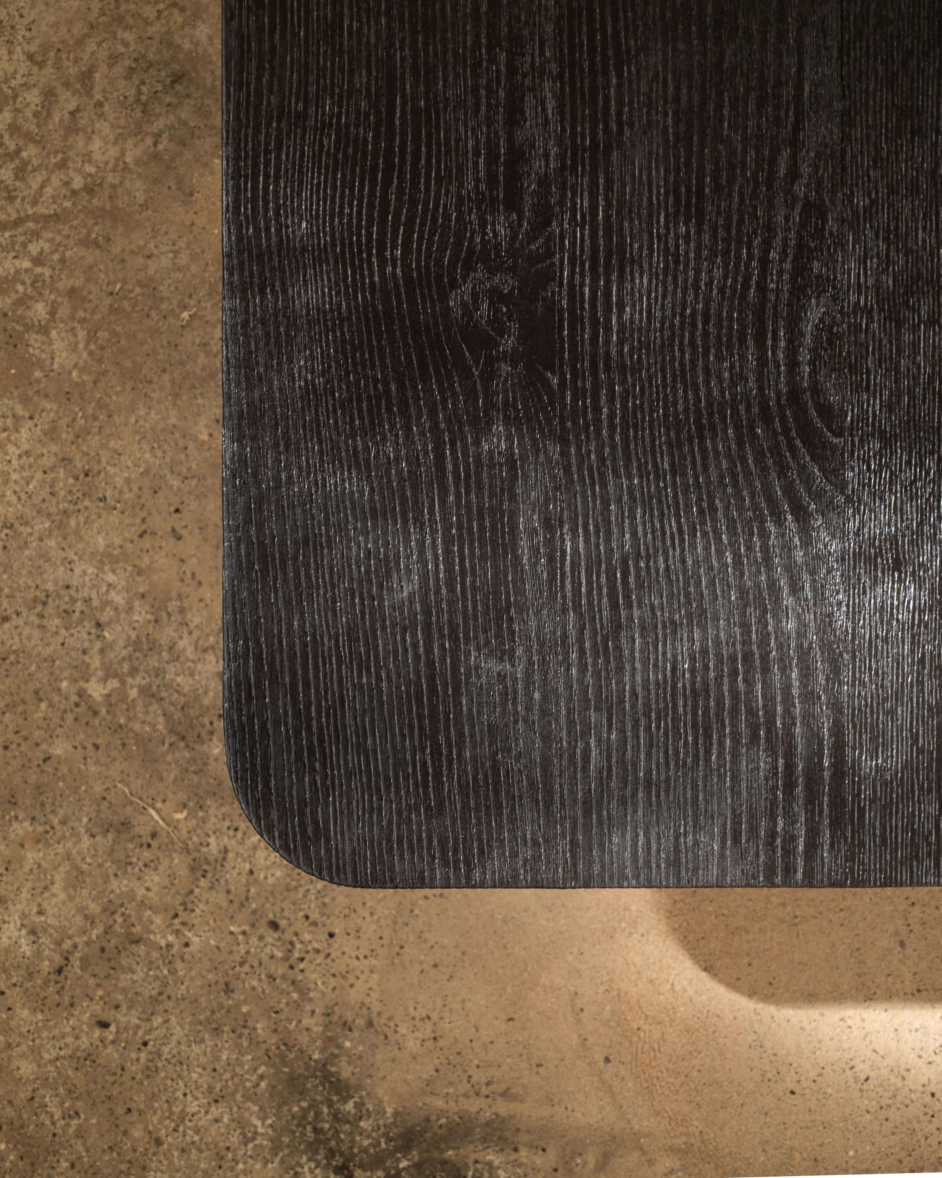 Italian Contemporary Handmade Black Burned Oak Low Coffee Table by Dennis Kaiser For Sale