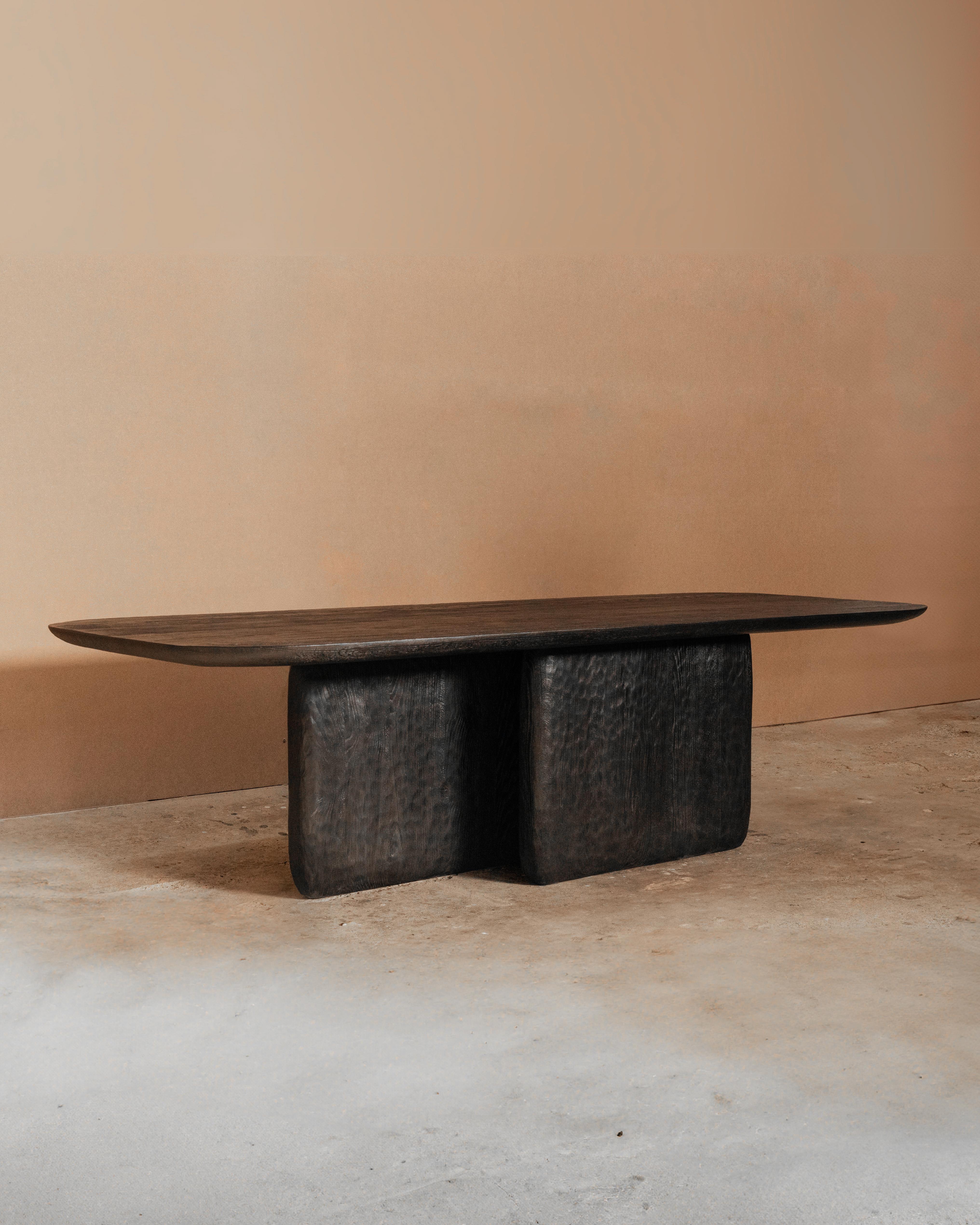 Contemporary Black Burnt European Oak Darling Dining Table by Dennis Kaiser For Sale 1