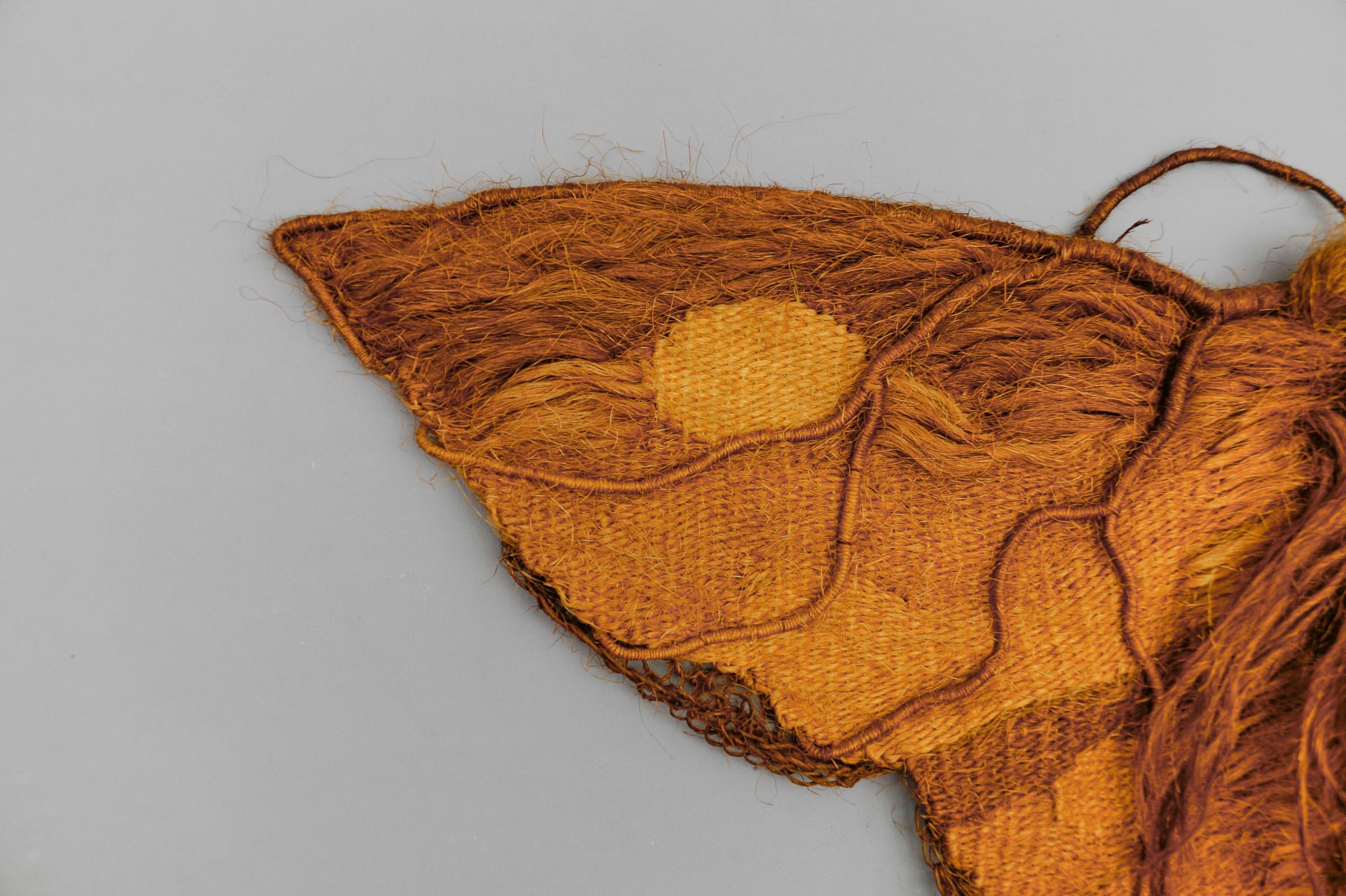 Mid-20th Century Handmade Butterfly Artist Mural Made of Jute, 1960s Scandinavia For Sale