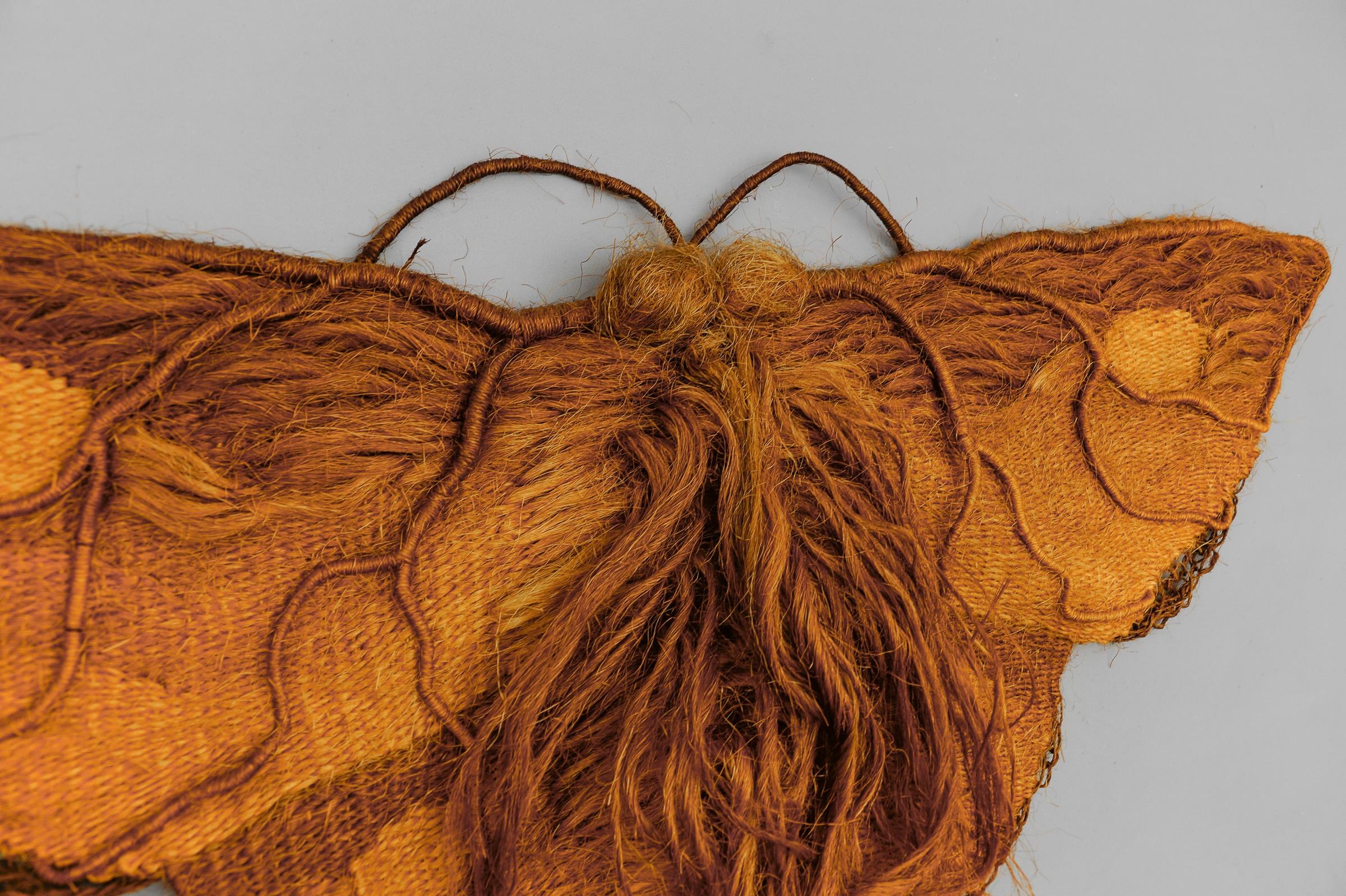 Handmade Butterfly Artist Mural Made of Jute, 1960s Scandinavia For Sale 1