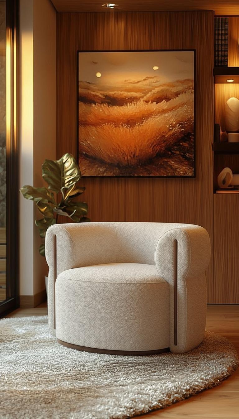 Organique Fauteuil Camille fait à la main en tissu de luxe par Nolita Harbour en vente