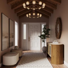 Handmade Capucine Sideboard with Travertine and Wicker Doors by Nolita Harbour