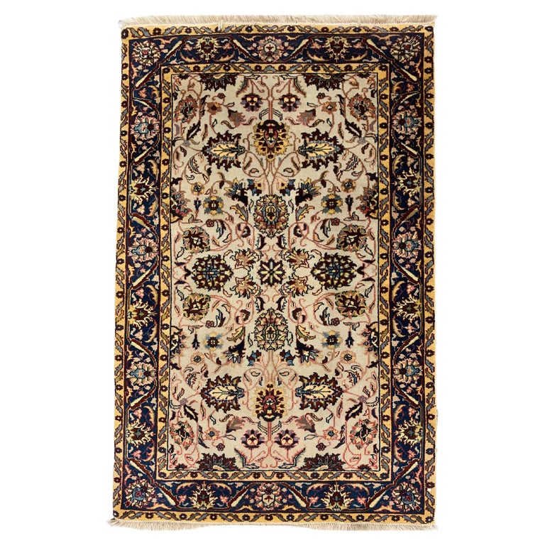 Handmade Carpet Agra Indian Rug Traditional Cream Wool Floral Rug For ...
