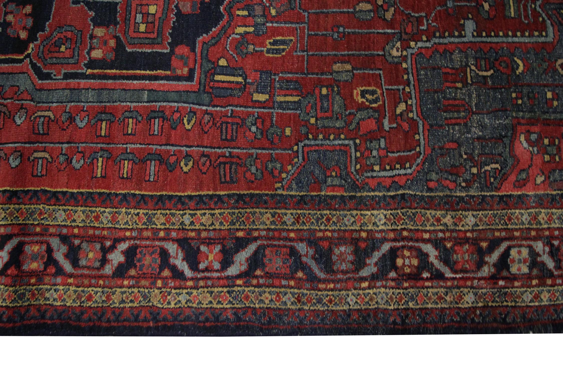 Handmade Carpet Antique Rug Caucasian Living Room Rug, Tribal Red Oriental Rug In Excellent Condition For Sale In Wembley, GB