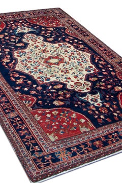 Handmade Carpet Antique Rug Traditional Red Blue Wool Area Rug