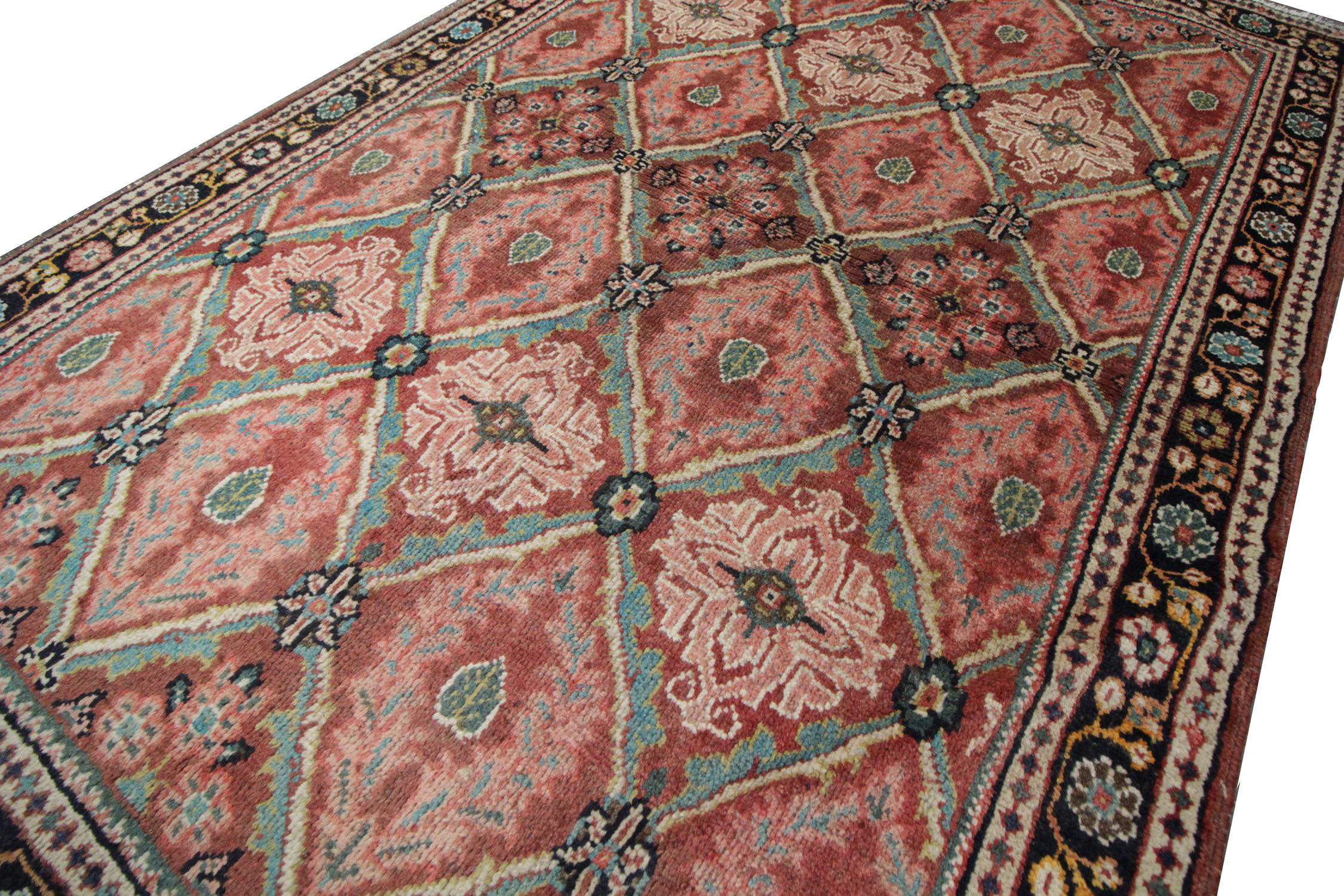 Victorian Handmade Carpet Antique Rug, Traditional Turkish Pink Living Room Rug Oriental