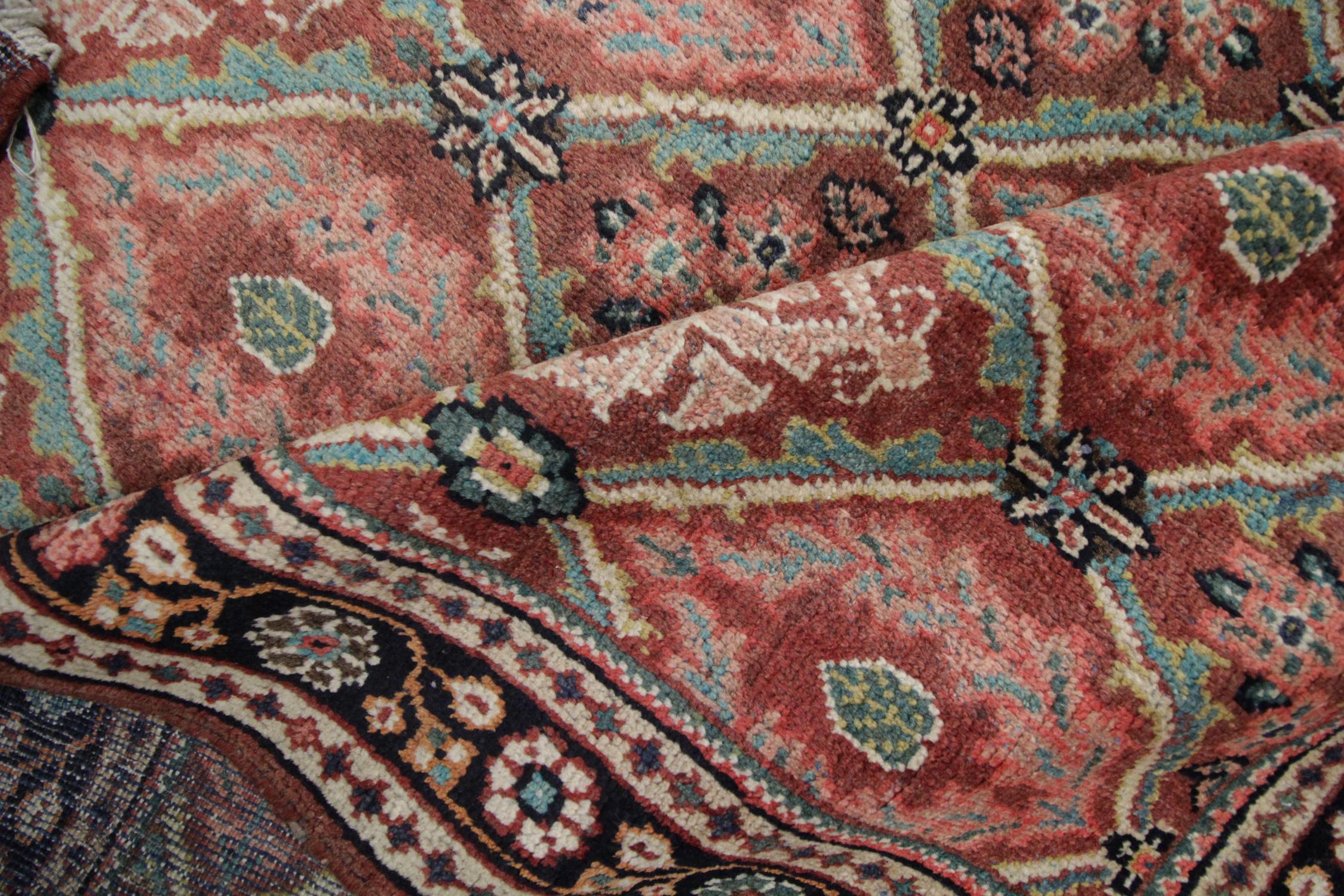 20th Century Handmade Carpet Antique Rug, Traditional Turkish Pink Living Room Rug Oriental